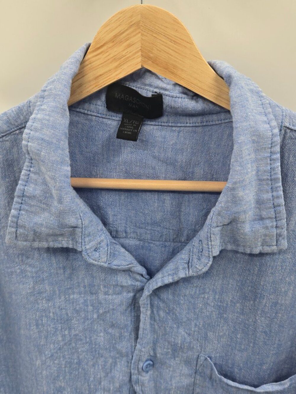 Magashoni Man Blue Linen/Viscose Button Down Long Sleeved Shirt Size XL - Picture 8 of 12